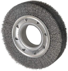 Osborn - 6" OD, 2" Arbor Hole, Crimped Steel Wheel Brush - 1-1/4" Face Width, 1" Trim Length, 0.008" Filament Diam, 6,000 RPM - Exact Tool & Supply