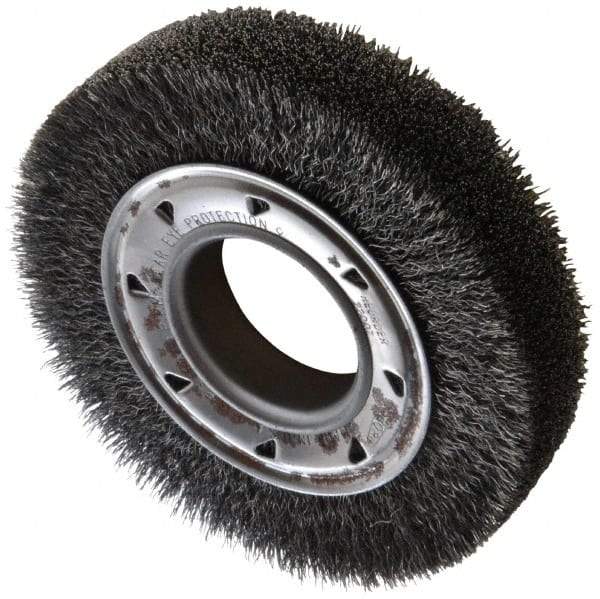 Osborn - 6" OD, 2" Arbor Hole, Crimped Steel Wheel Brush - 1-1/4" Face Width, 1" Trim Length, 0.0118" Filament Diam, 6,000 RPM - Exact Tool & Supply