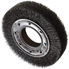 Osborn - 6" OD, 2" Arbor Hole, Crimped Steel Wheel Brush - 1-1/4" Face Width, 1" Trim Length, 0.0118" Filament Diam, 6,000 RPM - Exact Tool & Supply