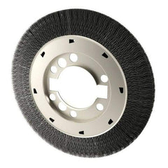 Osborn - 8" OD, 2" Arbor Hole, Crimped Steel Wheel Brush - 1-1/2" Face Width, 1-1/2" Trim Length, 0.008" Filament Diam, 4,500 RPM - Exact Tool & Supply