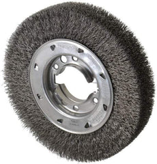 Osborn - 8" OD, 2" Arbor Hole, Crimped Steel Wheel Brush - 1-1/2" Face Width, 1-1/2" Trim Length, 0.0118" Filament Diam, 4,500 RPM - Exact Tool & Supply