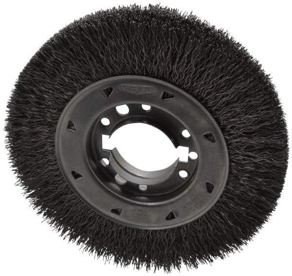 Osborn - 8" OD, 2" Arbor Hole, Crimped Steel Wheel Brush - 1-1/2" Face Width, 1-1/2" Trim Length, 0.02" Filament Diam, 4,500 RPM - Exact Tool & Supply