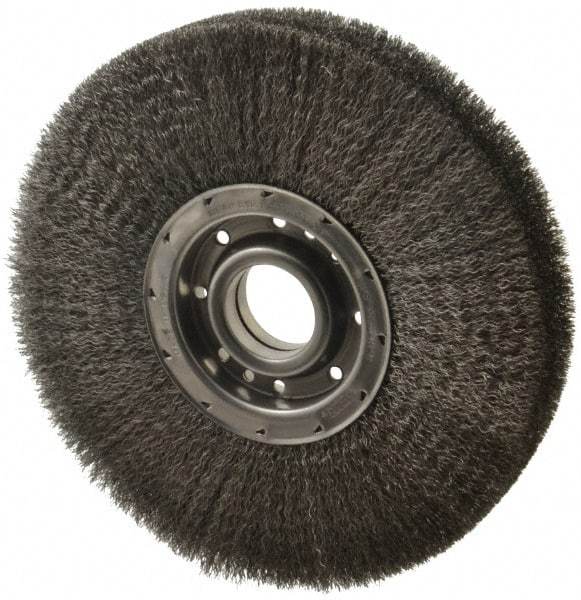 Osborn - 12" OD, 2" Arbor Hole, Crimped Steel Wheel Brush - 2" Face Width, 3-1/4" Trim Length, 0.0118" Filament Diam, 3,600 RPM - Exact Tool & Supply