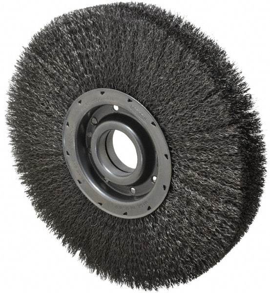 Osborn - 12" OD, 2" Arbor Hole, Crimped Steel Wheel Brush - 2" Face Width, 2-1/8" Trim Length, 0.014" Filament Diam, 3,600 RPM - Exact Tool & Supply