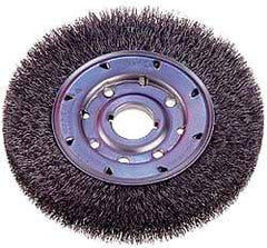 Osborn - 14" OD, 2" Arbor Hole, Crimped Nylon Wheel Brush - 1" Face Width, 2-1/8" Trim Length, 2,400 RPM - Exact Tool & Supply