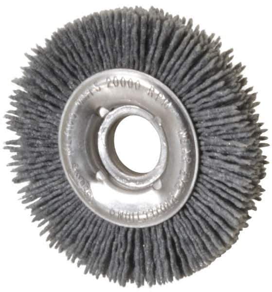 Osborn - 4" OD, 5/8" Arbor Hole, Crimped Nylon Wheel Brush - 1/2" Face Width, 5/8" Trim Length, 20,000 RPM - Exact Tool & Supply