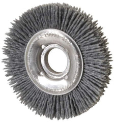 Osborn - 4" OD, 5/8" Arbor Hole, Crimped Nylon Wheel Brush - 1/2" Face Width, 5/8" Trim Length, 20,000 RPM - Exact Tool & Supply