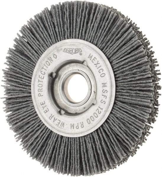 Osborn - 4" OD, 5/8" Arbor Hole, Crimped Nylon Wheel Brush - 5/8" Face Width, 3/4" Trim Length, 12,000 RPM - Exact Tool & Supply