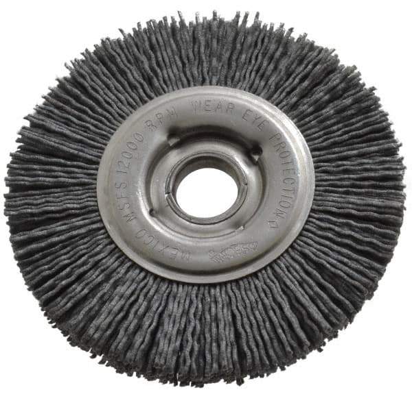 Osborn - 4" OD, 5/8" Arbor Hole, Crimped Nylon Wheel Brush - 5/8" Face Width, 3/4" Trim Length, 12,000 RPM - Exact Tool & Supply