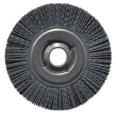 Osborn - 4" OD, 5/8" Arbor Hole, Crimped Nylon Wheel Brush - 5/8" Face Width, 3/4" Trim Length, 12,000 RPM - Exact Tool & Supply