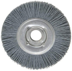 Osborn - 4" OD, 5/8" Arbor Hole, Crimped Nylon Wheel Brush - 5/8" Face Width, 3/4" Trim Length, 12,000 RPM - Exact Tool & Supply