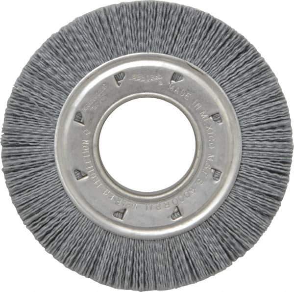 Osborn - 6" OD, 2" Arbor Hole, Crimped Nylon Wheel Brush - 7/8" Face Width, 1-1/16" Trim Length, 6,000 RPM - Exact Tool & Supply