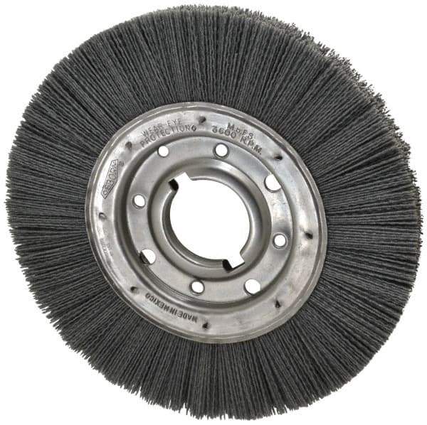 Osborn - 10" OD, 2" Arbor Hole, Crimped Nylon Wheel Brush - 1" Face Width, 2-1/16" Trim Length, 3,600 RPM - Exact Tool & Supply