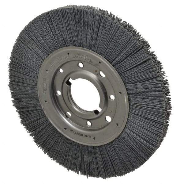 Osborn - 10" OD, 2" Arbor Hole, Crimped Nylon Wheel Brush - 1" Face Width, 2-1/16" Trim Length, 3,600 RPM - Exact Tool & Supply