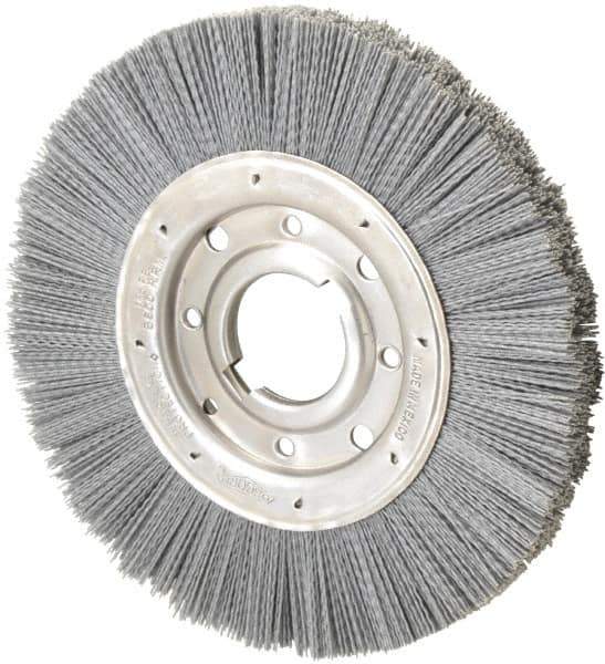 Osborn - 10" OD, 2" Arbor Hole, Crimped Nylon Wheel Brush - 1" Face Width, 2-1/16" Trim Length, 3,600 RPM - Exact Tool & Supply