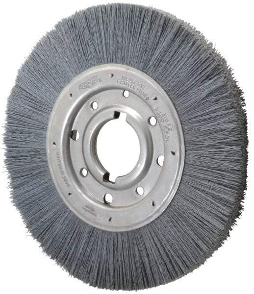 Osborn - 10" OD, 2" Arbor Hole, Crimped Nylon Wheel Brush - 1" Face Width, 2-1/16" Trim Length, 3,600 RPM - Exact Tool & Supply