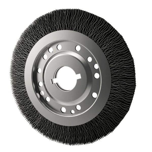 Osborn - 12" OD, 2" Arbor Hole, Crimped Nylon Wheel Brush - 1" Face Width, 2-1/8" Trim Length, 3,000 RPM - Exact Tool & Supply