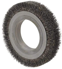 Osborn - 4-1/4" OD, 2" Arbor Hole, Crimped Steel Wheel Brush - 5/8" Face Width, 11/16" Trim Length, 0.0118" Filament Diam, 6,000 RPM - Exact Tool & Supply