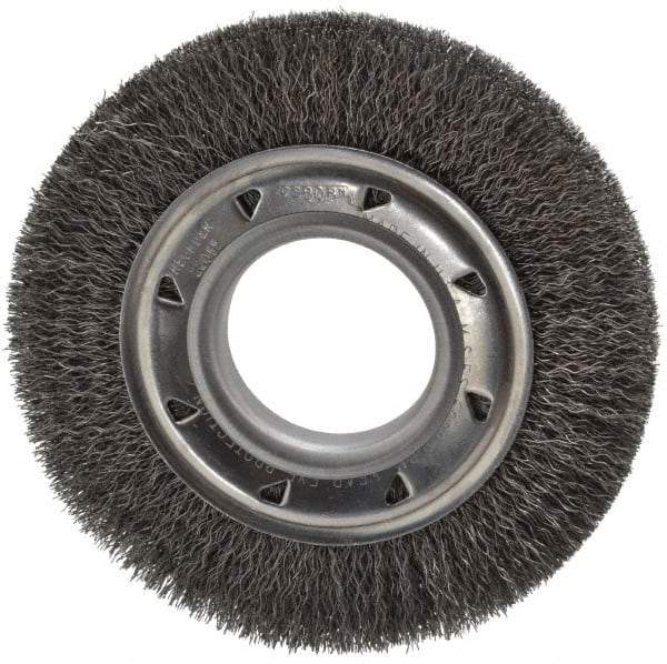 Osborn - 6" OD, 2" Arbor Hole, Crimped Steel Wheel Brush - 7/8" Face Width, 1" Trim Length, 0.0118" Filament Diam, 6,000 RPM - Exact Tool & Supply