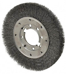 Osborn - 8" OD, 2" Arbor Hole, Crimped Steel Wheel Brush - 5/8" Face Width, 1-1/2" Trim Length, 0.0118" Filament Diam, 4,500 RPM - Exact Tool & Supply
