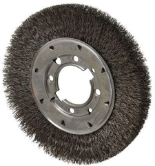 Osborn - 8" OD, 2" Arbor Hole, Crimped Steel Wheel Brush - 5/8" Face Width, 1-1/2" Trim Length, 0.014" Filament Diam, 4,500 RPM - Exact Tool & Supply