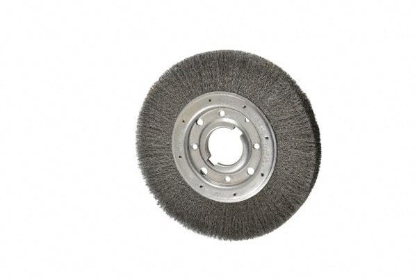 Osborn - 10" OD, 2" Arbor Hole, Crimped Steel Wheel Brush - 1-1/4" Face Width, 2" Trim Length, 0.008" Filament Diam, 3,600 RPM - Exact Tool & Supply