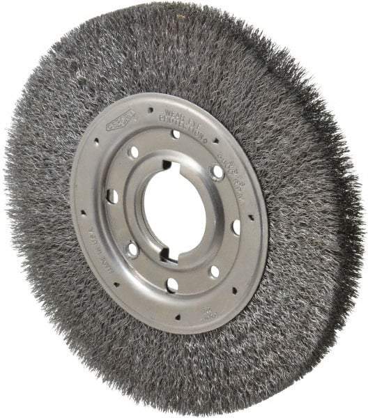 Osborn - 10" OD, 2" Arbor Hole, Crimped Steel Wheel Brush - 1-1/4" Face Width, 2" Trim Length, 0.0118" Filament Diam, 3,600 RPM - Exact Tool & Supply