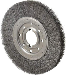 Osborn - 10" OD, 2" Arbor Hole, Crimped Steel Wheel Brush - 1-1/4" Face Width, 2" Trim Length, 0.0118" Filament Diam, 3,600 RPM - Exact Tool & Supply