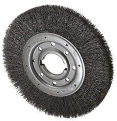Osborn - 10" OD, 2" Arbor Hole, Crimped Steel Wheel Brush - 1-1/4" Face Width, 2" Trim Length, 0.014" Filament Diam, 3,600 RPM - Exact Tool & Supply