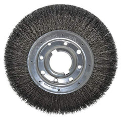 Osborn - 10" OD, 2" Arbor Hole, Crimped Steel Wheel Brush - 1-1/4" Face Width, 2" Trim Length, 0.02" Filament Diam, 3,600 RPM - Exact Tool & Supply