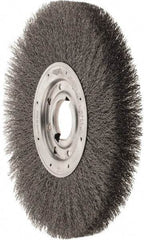 Osborn - 12" OD, 2" Arbor Hole, Crimped Steel Wheel Brush - 1-1/8" Face Width, 3" Trim Length, 0.014" Filament Diam, 3,000 RPM - Exact Tool & Supply