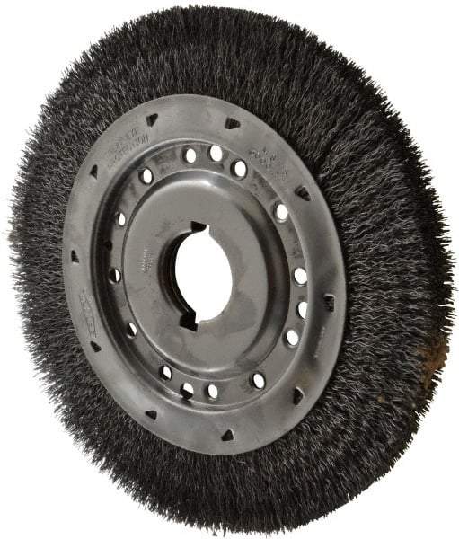 Osborn - 12" OD, 2" Arbor Hole, Crimped Steel Wheel Brush - 1-1/4" Face Width, 1-7/8" Trim Length, 0.02" Filament Diam, 3,000 RPM - Exact Tool & Supply