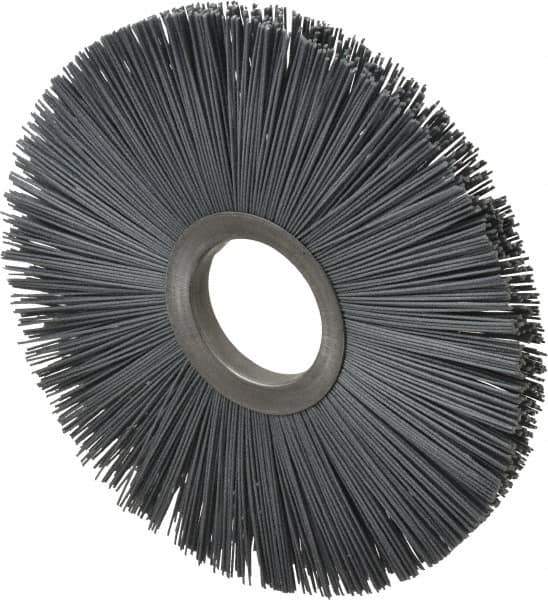 Osborn - 8" OD, 2" Arbor Hole, Crimped Nylon Wheel Brush - 1/2" Face Width, 2-5/8" Trim Length, 5,500 RPM - Exact Tool & Supply
