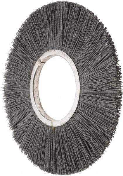 Osborn - 14" OD, 5-1/4" Arbor Hole, Crimped Nylon Wheel Brush - 5/8" Face Width, 3-7/8" Trim Length, 3,000 RPM - Exact Tool & Supply
