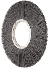 Osborn - 14" OD, 5-1/4" Arbor Hole, Crimped Nylon Wheel Brush - 5/8" Face Width, 3-7/8" Trim Length, 3,000 RPM - Exact Tool & Supply