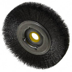 Osborn - 4" OD, 1/2 & 5/8" Arbor Hole, Crimped Steel Wheel Brush - 5/8" Face Width, 13/16" Trim Length, 0.006" Filament Diam, 6,000 RPM - Exact Tool & Supply
