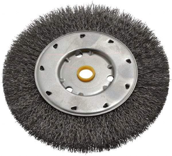 Osborn - 6" OD, 1/2 & 5/8" Arbor Hole, Crimped Steel Wheel Brush - 5/8" Face Width, 1-1/8" Trim Length, 0.0118" Filament Diam, 6,000 RPM - Exact Tool & Supply