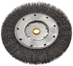 Osborn - 6" OD, 1/2 & 5/8" Arbor Hole, Crimped Steel Wheel Brush - 5/8" Face Width, 1-1/8" Trim Length, 0.0118" Filament Diam, 6,000 RPM - Exact Tool & Supply