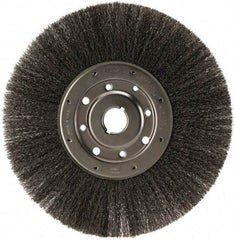 Osborn - 12" OD, 1-1/4" Arbor Hole, Crimped Steel Wheel Brush - 1/2" Face Width, 3" Trim Length, 0.0104" Filament Diam, 3,000 RPM - Exact Tool & Supply