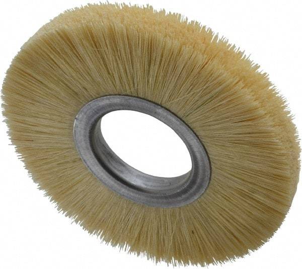 Osborn - 6" OD, 2" Arbor Hole, Crimped Natural Fiber Wheel Brush - 17/32" Face Width, 1-5/8" Trim Length, 6,000 RPM - Exact Tool & Supply