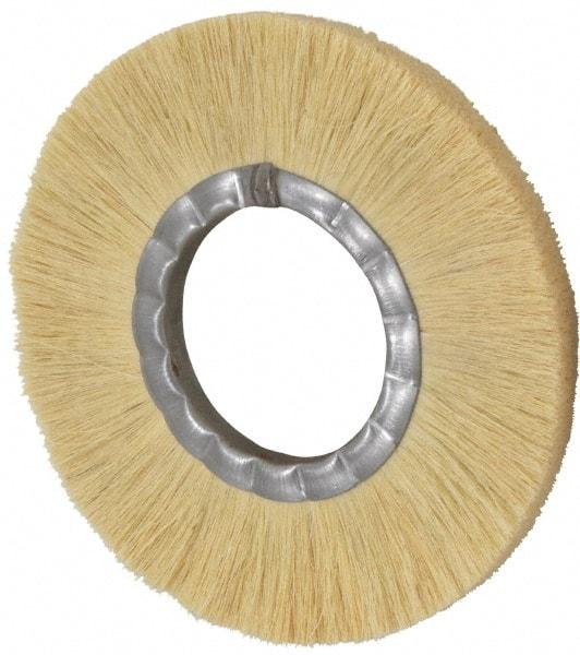 Osborn - 8" OD, 3-1/4" Arbor Hole, Crimped Natural Fiber Wheel Brush - 17/32" Face Width, 1-7/8" Trim Length, 4,800 RPM - Exact Tool & Supply