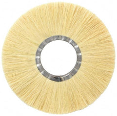 Osborn - 10" OD, 3-1/4" Arbor Hole, Crimped Natural Fiber Wheel Brush - 17/32" Face Width, 2-7/8" Trim Length, 4,250 RPM - Exact Tool & Supply