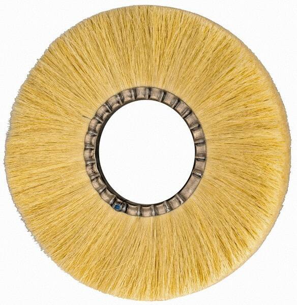 Osborn - 12" OD, 4-1/4" Arbor Hole, Crimped Natural Fiber Wheel Brush - 17/32" Face Width, 3-3/8" Trim Length, 3,600 RPM - Exact Tool & Supply