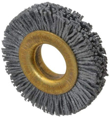 Osborn - 1-1/2" OD, 1/2" Arbor Hole, Crimped Nylon Wheel Brush - 1/4" Face Width, 1/4" Trim Length, 20,000 RPM - Exact Tool & Supply