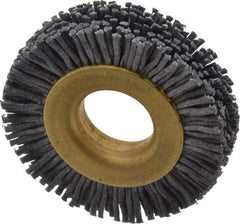 Osborn - 1-1/2" OD, 1/2" Arbor Hole, Crimped Nylon Wheel Brush - 1/4" Face Width, 1/4" Trim Length, 20,000 RPM - Exact Tool & Supply