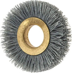 Osborn - 2" OD, 5/8" Arbor Hole, Crimped Nylon Wheel Brush - 3/8" Face Width, 7/16" Trim Length, 15,000 RPM - Exact Tool & Supply