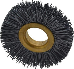 Osborn - 2" OD, 5/8" Arbor Hole, Crimped Nylon Wheel Brush - 3/8" Face Width, 7/16" Trim Length, 15,000 RPM - Exact Tool & Supply
