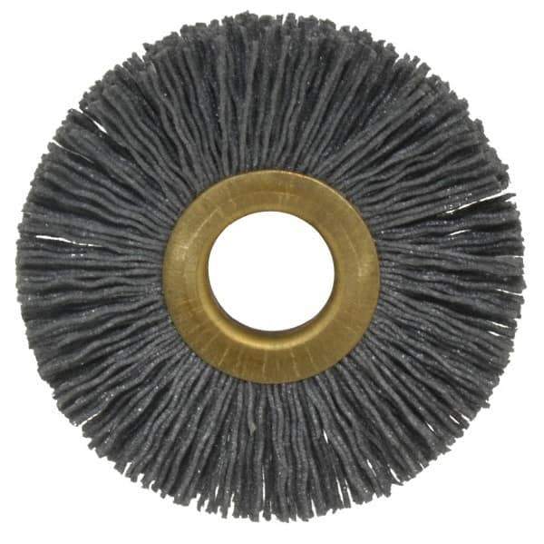 Osborn - 2-1/2" OD, 5/8" Arbor Hole, Crimped Nylon Wheel Brush - 3/8" Face Width, 11/16" Trim Length, 15,000 RPM - Exact Tool & Supply