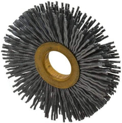Osborn - 2-1/2" OD, 5/8" Arbor Hole, Crimped Nylon Wheel Brush - 3/8" Face Width, 11/16" Trim Length, 15,000 RPM - Exact Tool & Supply