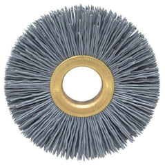 Osborn - 2-1/2" OD, 5/8" Arbor Hole, Crimped Nylon Wheel Brush - 3/8" Face Width, 11/16" Trim Length, 15,000 RPM - Exact Tool & Supply